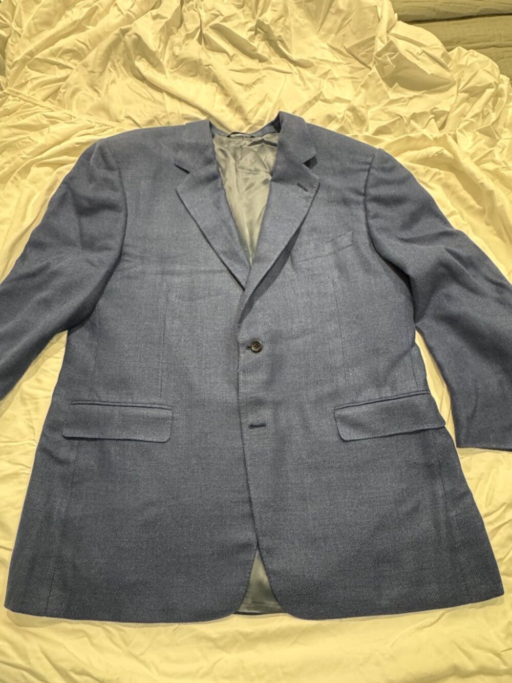 Canali Blue Blazer Made in Italy size 48R/58R Linen Wool Silk Cashmere